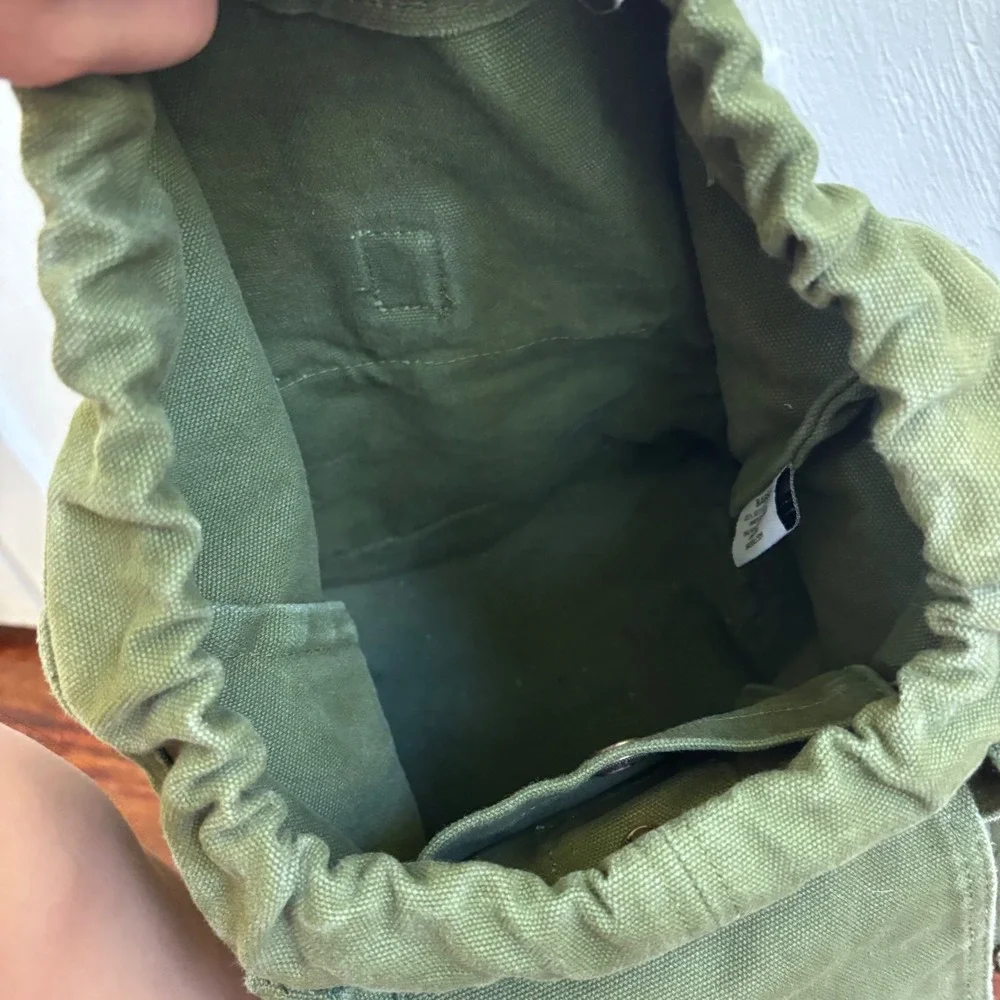 Baggu Canvas Drawstring Backpack Army Green Rucksack